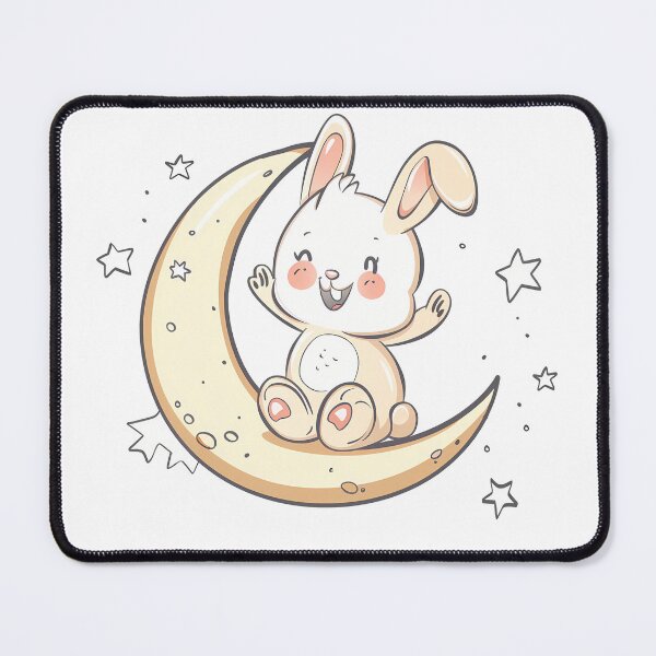 Item preview, Cute Kawaii Bunny on Moon - Adorable Night Sky Art Print designed and sold by DesignArtist.ia.