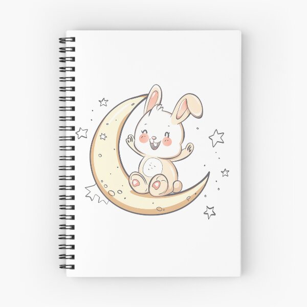 Item preview, Cute Kawaii Bunny on Moon - Adorable Night Sky Art Print designed and sold by DesignArtist.ia.