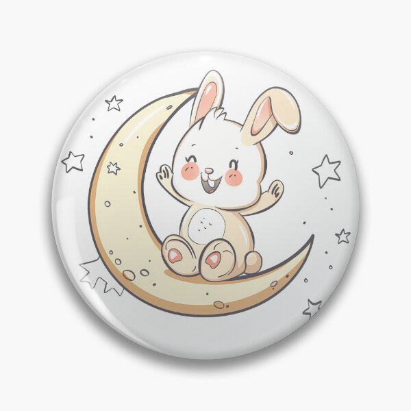 Item preview, Cute Kawaii Bunny on Moon - Adorable Night Sky Art Print designed and sold by DesignArtist.ia.