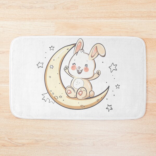 Item preview, Cute Kawaii Bunny on Moon - Adorable Night Sky Art Print designed and sold by DesignArtist.ia.