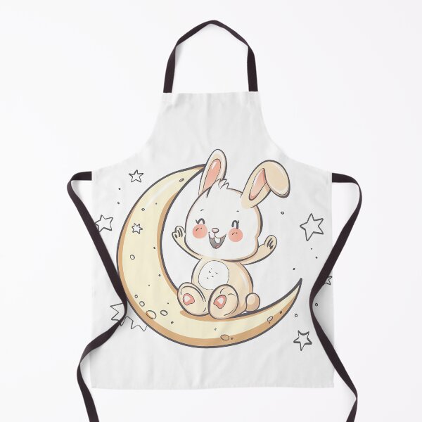 Item preview, Cute Kawaii Bunny on Moon - Adorable Night Sky Art Print designed and sold by DesignArtist.ia.