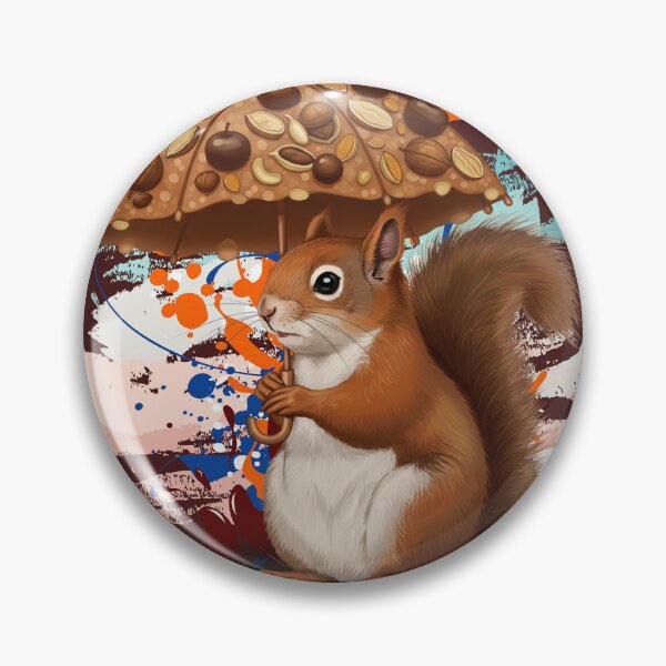Item preview, Cute Squirrel with Nut Umbrella – Funny Woodland Animal Art designed and sold by ChenEngEng.