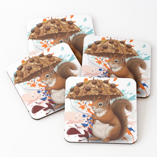 Item preview, Cute Squirrel with Nut Umbrella – Funny Woodland Animal Art designed and sold by ChenEngEng.