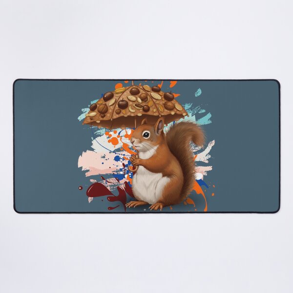 Item preview, Cute Squirrel with Nut Umbrella – Funny Woodland Animal Art designed and sold by ChenEngEng.