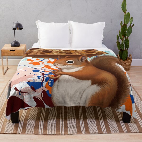 Item preview, Cute Squirrel with Nut Umbrella – Funny Woodland Animal Art designed and sold by ChenEngEng.
