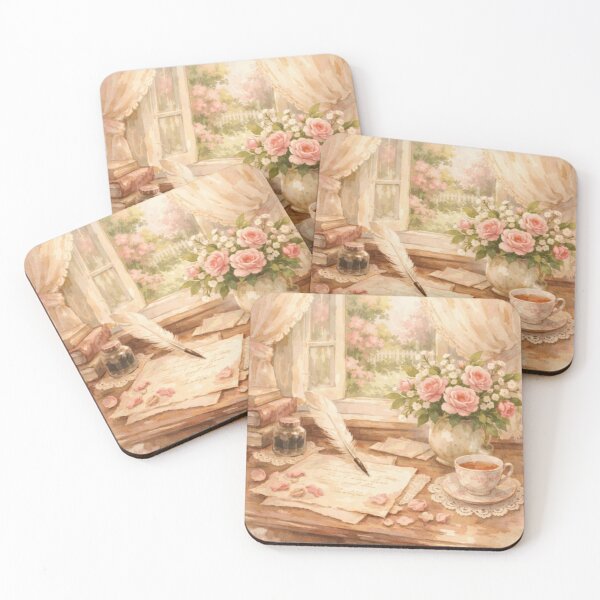Item preview, Rose Garden Writing Nook – Spring Letters Victorian Cottagecore Art designed and sold by ArtFreshStudio.