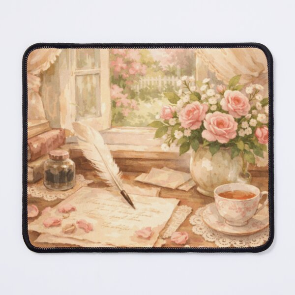 Item preview, Rose Garden Writing Nook – Spring Letters Victorian Cottagecore Art designed and sold by ArtFreshStudio.