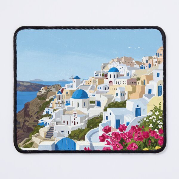 Item preview, Santorini Oia Village Blue Dome Coastal Landscape designed and sold by Fikuall.