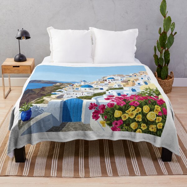 Item preview, Santorini Oia Village Blue Dome Coastal Landscape designed and sold by Fikuall.