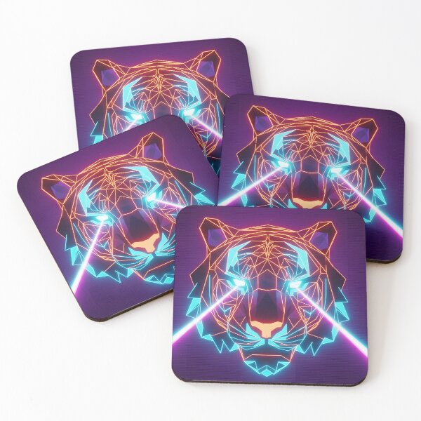 Item preview, Neon Geometric Tiger Head - Low Poly Synthwave Art designed and sold by powersunlight.