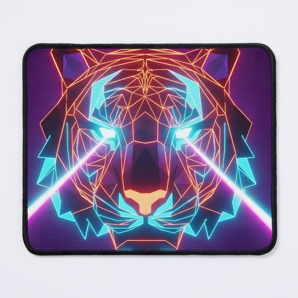 Item preview, Neon Geometric Tiger Head - Low Poly Synthwave Art designed and sold by powersunlight.