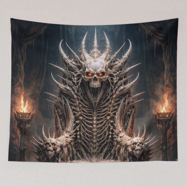 Item preview, Bone Throne - Dark Fantasy Artwork of a Throne Made of Bones and Skulls | Gothic Art, Mystical Creature, and Horror Fantasy Design designed and sold by DrakariArt.