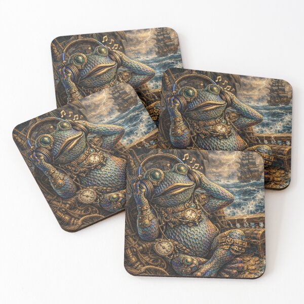 Item preview, Frog listening to music on a Pirate Ship designed and sold by Totallywildforsteampunk.
