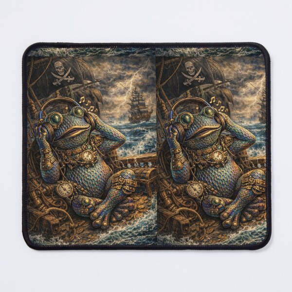 Item preview, Frog listening to music on a Pirate Ship designed and sold by Totallywildforsteampunk.