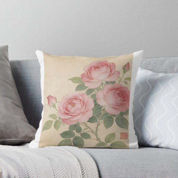 Item preview, Chinese Gongbi Pink Roses Art Print designed and sold by uptown2026.
