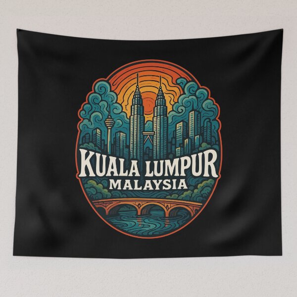 Item preview, Kuala Lumpur Malaysia Trippy Art Retro Travel designed and sold by TomFrontierArt.