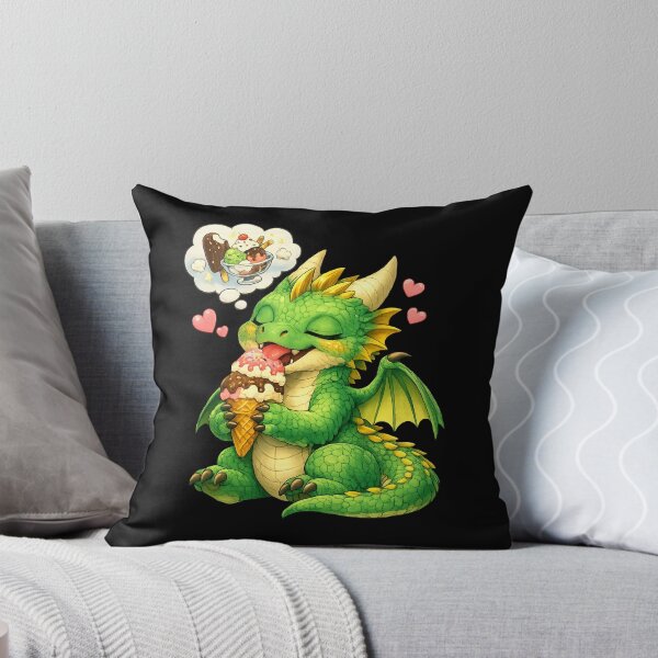 Item preview, Cute Baby Dragon Eating Ice Cream – Sweet Fantasy Dessert Dragon Art designed and sold by Hatchling Hollow.