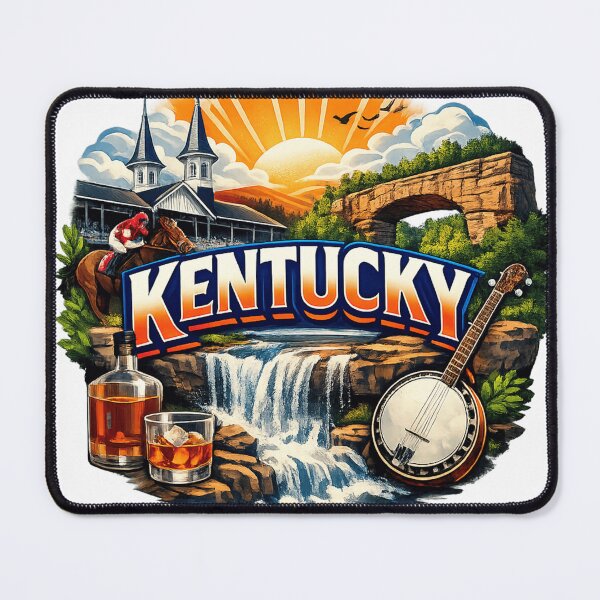 Item preview, Kentucky Ultra Modern Landmark Design – Horse Racing & Natural Bridge Illustration designed and sold by UrbanStatic.