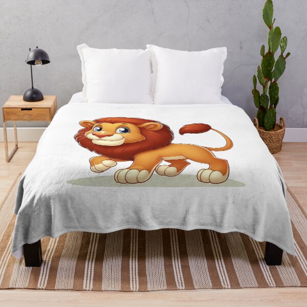 Item preview, A cheerful cartoon lion with a fluffy mane, showcasing an adorable expression and playful stance. designed and sold by cave-canvas.