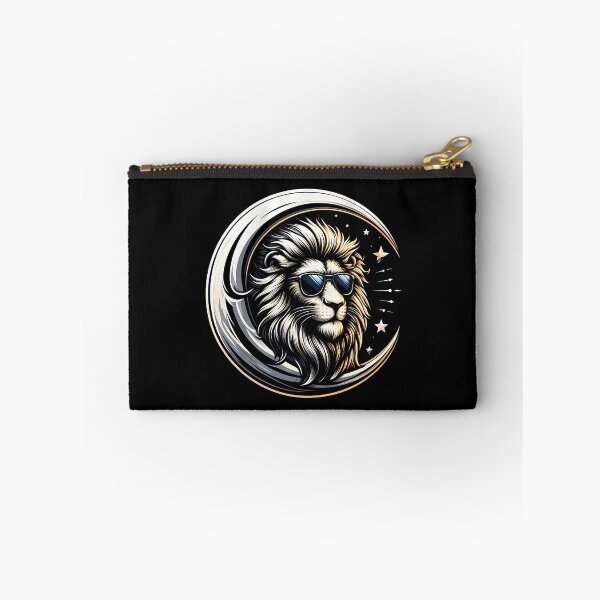 Item preview, Stylized lion with sunglasses inside a crescent moon, blending strength and coolness. designed and sold by beast-net.