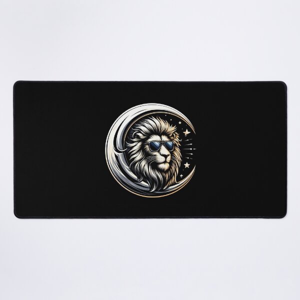 Item preview, Stylized lion with sunglasses inside a crescent moon, blending strength and coolness. designed and sold by beast-net.