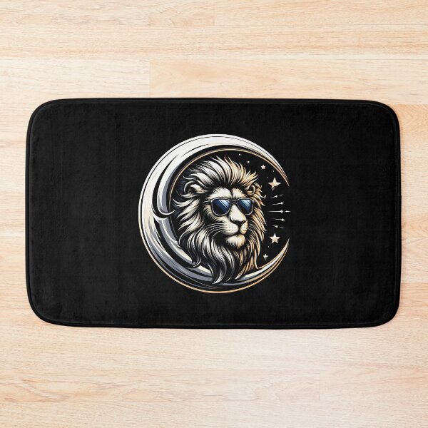 Item preview, Stylized lion with sunglasses inside a crescent moon, blending strength and coolness. designed and sold by beast-net.