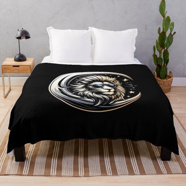 Item preview, Stylized lion with sunglasses inside a crescent moon, blending strength and coolness. designed and sold by beast-net.