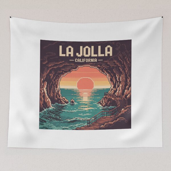 Item preview, La Jolla California Sea Cave: Pixel Art Coastal View designed and sold by CircinusStore.