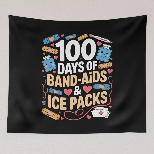 Item preview, 100 Days Of Band-Aids & Ice Packs Nurse Teacher Healthcare Student designed and sold by CORJIDOG-ART.