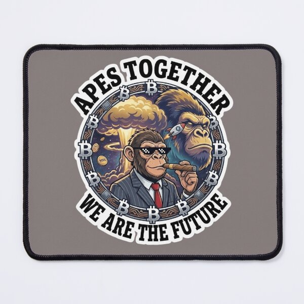 Item preview, Apes Together We Are The Future Grumpy Financial Satire Sticker designed and sold by Bug by Design.