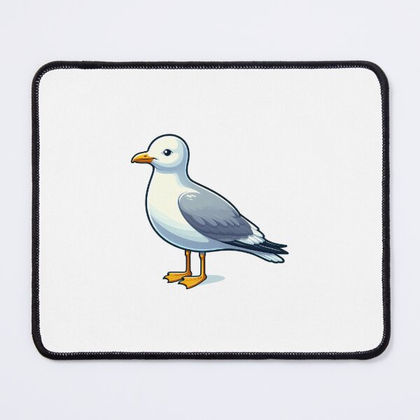 Item preview, A colorful cartoon seagull with a white body and gray wings, standing proudly on a white background. designed and sold by cave-canvas.