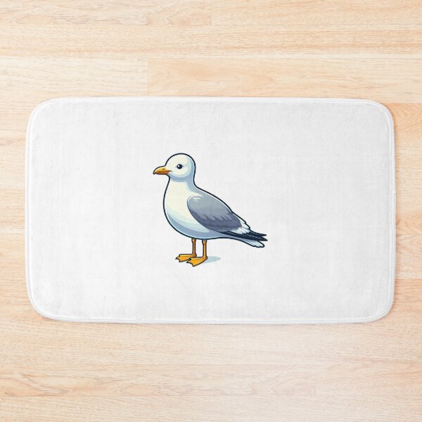 Item preview, A colorful cartoon seagull with a white body and gray wings, standing proudly on a white background. designed and sold by cave-canvas.