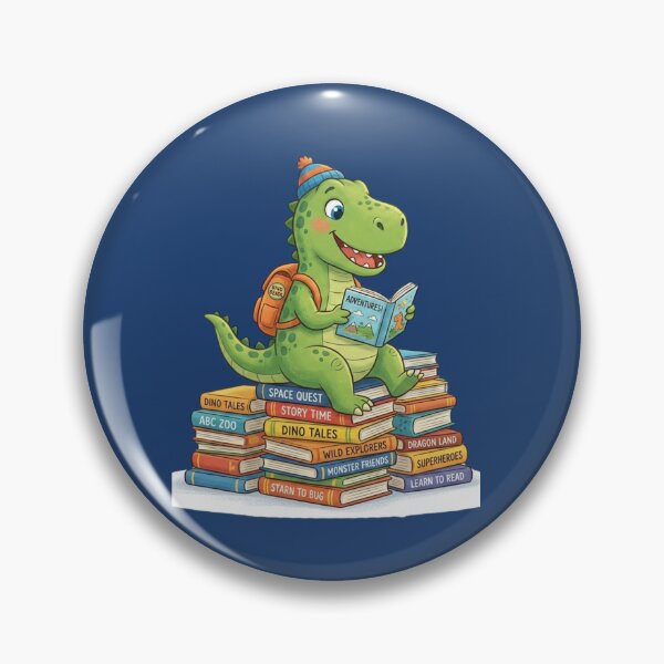 Item preview, Smiling Dino with School Bag Enjoying Reading designed and sold by TB-73.