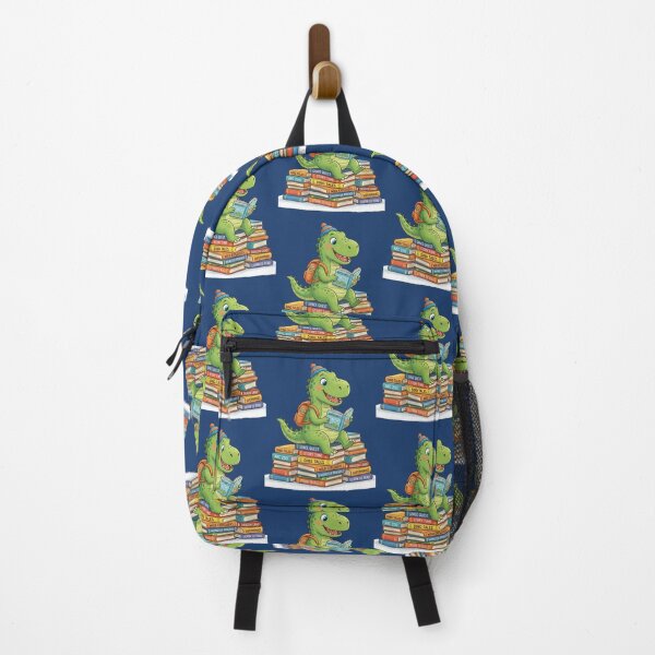 Item preview, Smiling Dino with School Bag Enjoying Reading designed and sold by TB-73.