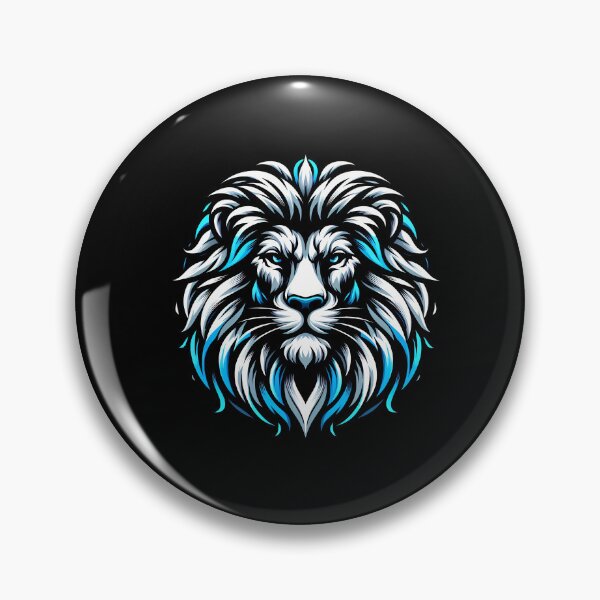 Item preview, Artistic representation of a lion's face with vibrant blue accents and intricate details. designed and sold by beast-net.