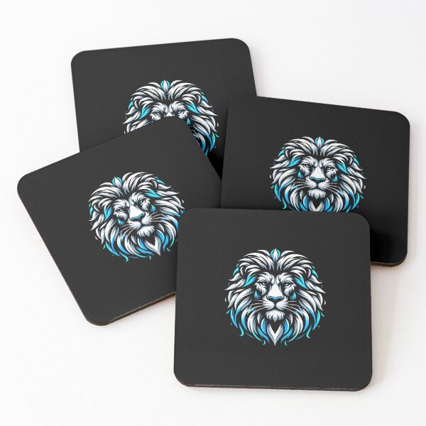 Item preview, Artistic representation of a lion's face with vibrant blue accents and intricate details. designed and sold by beast-net.