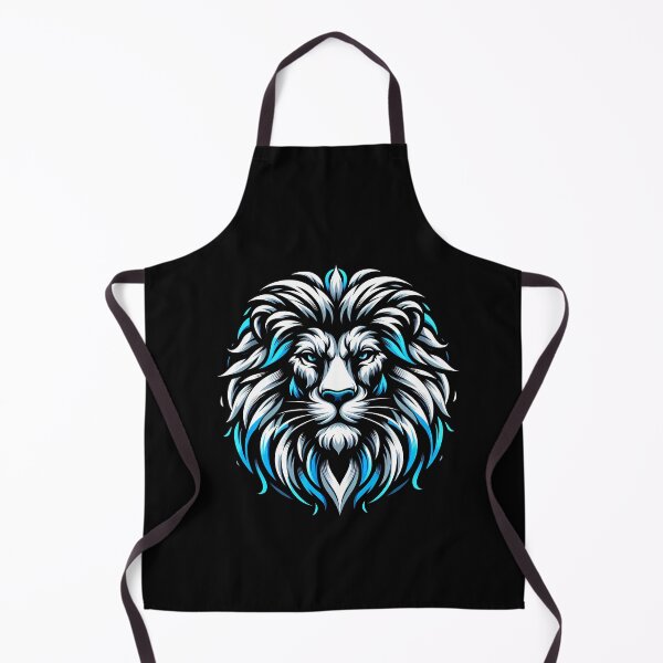 Item preview, Artistic representation of a lion's face with vibrant blue accents and intricate details. designed and sold by beast-net.