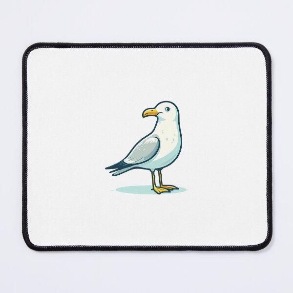 Item preview, A cartoon depiction of a seagull standing confidently on a light background. designed and sold by cave-canvas.