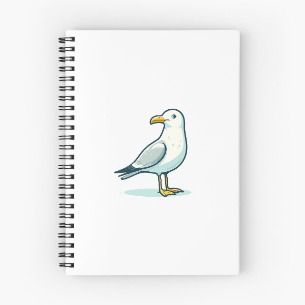 Item preview, A cartoon depiction of a seagull standing confidently on a light background. designed and sold by cave-canvas.