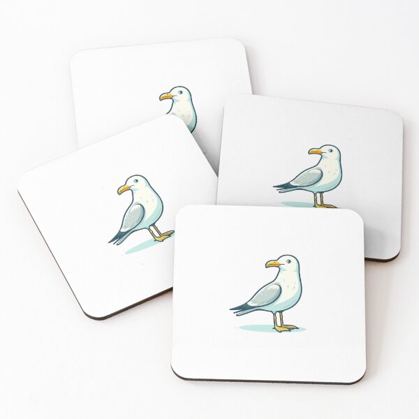 Item preview, A cartoon depiction of a seagull standing confidently on a light background. designed and sold by cave-canvas.