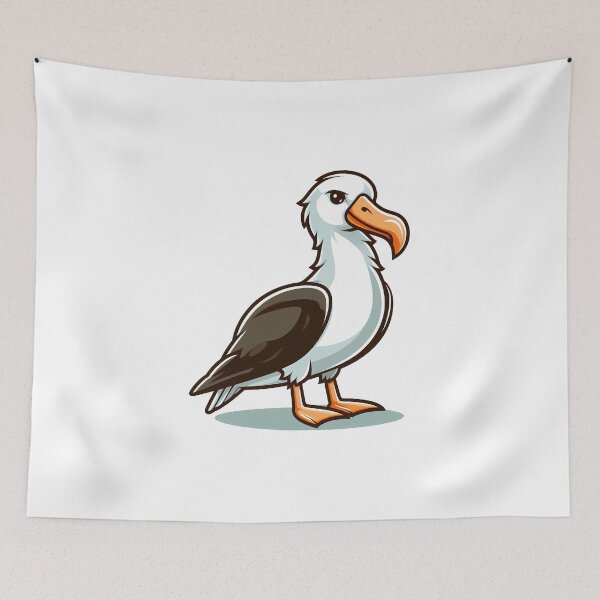 Item preview, Cartoon-style seagull with a distinctive beak and black and white feathers. Whimsical character design. designed and sold by cave-canvas.