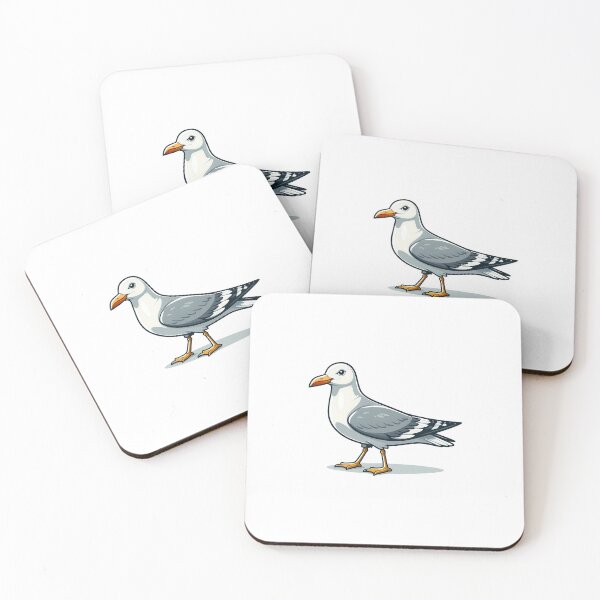 Item preview, Cartoon illustration of a seagull with a distinct gray and white plumage. designed and sold by cave-canvas.
