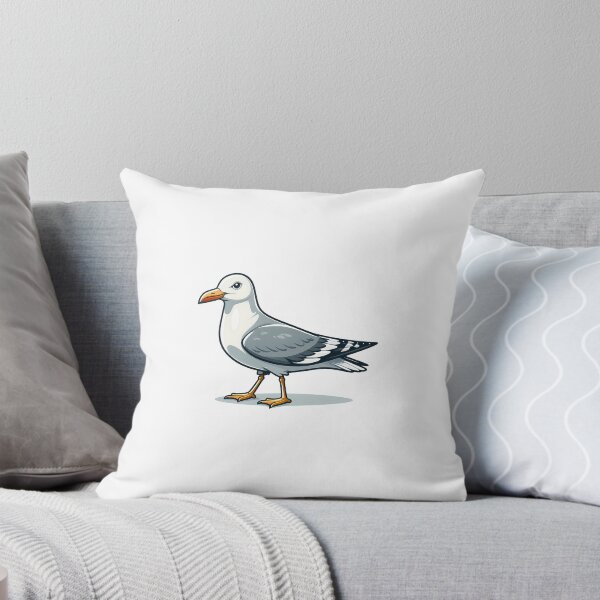 Item preview, Cartoon illustration of a seagull with a distinct gray and white plumage. designed and sold by cave-canvas.