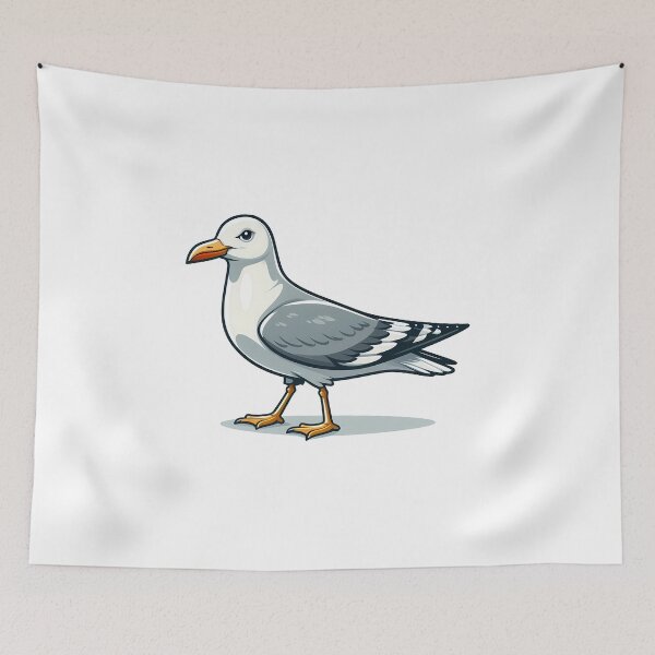 Item preview, Cartoon illustration of a seagull with a distinct gray and white plumage. designed and sold by cave-canvas.