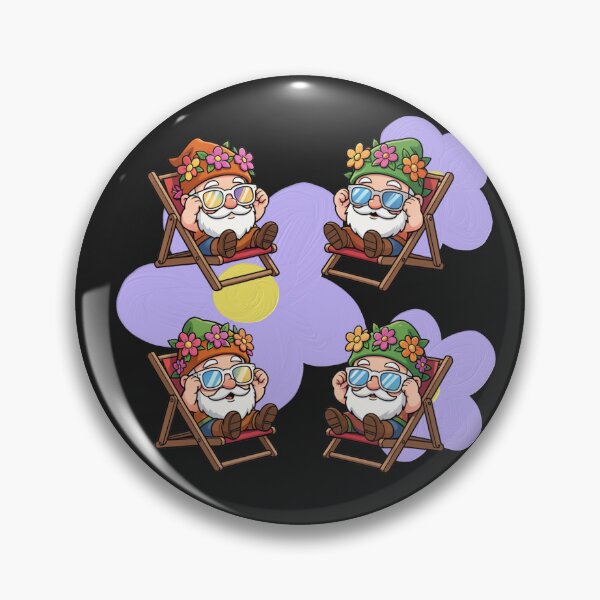 Item preview, Garden gnomes with daisies in deck chairs waiting for spring designed and sold by PatronesKawai.