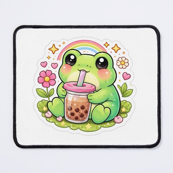 Item preview, Cute Frog Drinking Bubble Tea Sticker designed and sold by PIXEL POP DESIGNS - Beyond the Norm!.