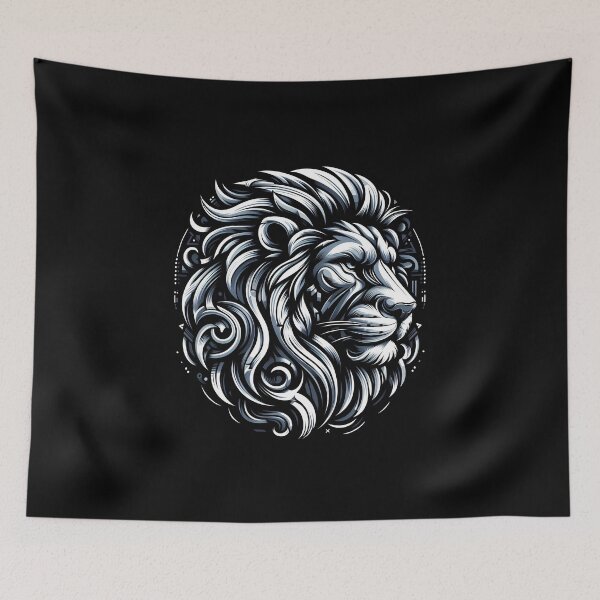 Item preview, Intricate artistic depiction of a lion's head featuring flowing mane and detailed features. designed and sold by beast-net.