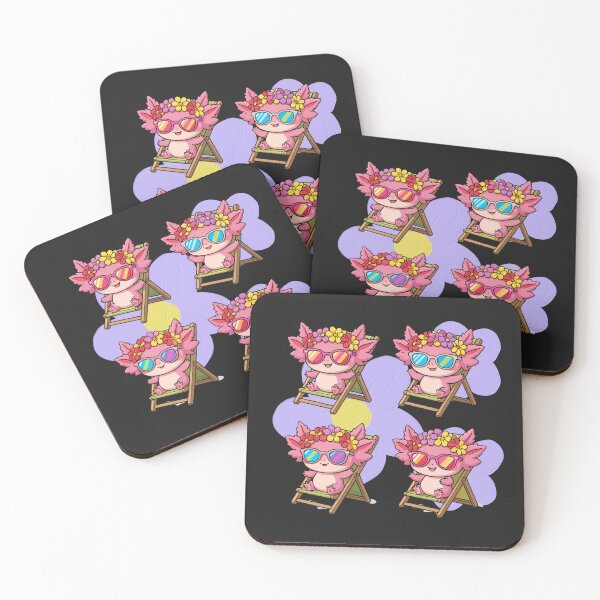 Item preview, Axolotls with daisies in deck chairs waiting for spring designed and sold by PatronesKawai.