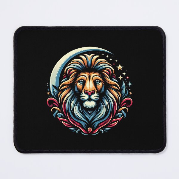 Item preview, Artistic lion illustration with vibrant colors and celestial elements, showcasing a regal expression. designed and sold by beast-net.