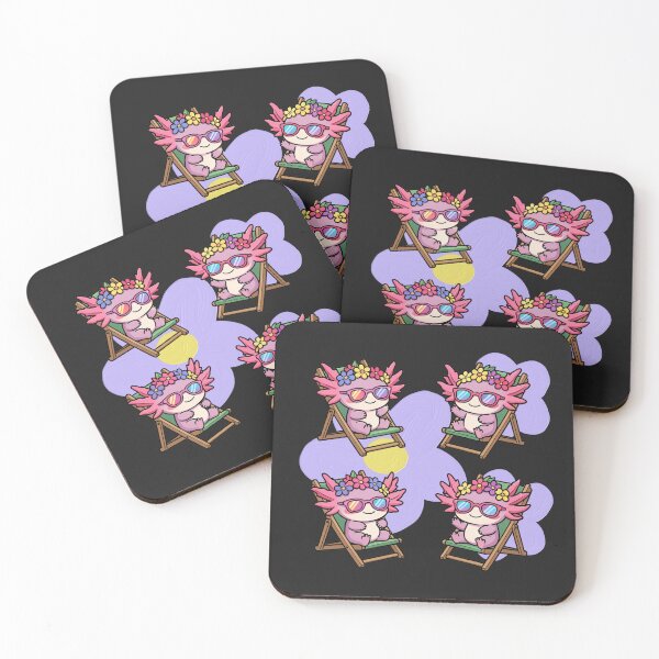 Item preview, Axolotls with daisies in deck chairs waiting for spring designed and sold by PatronesKawai.